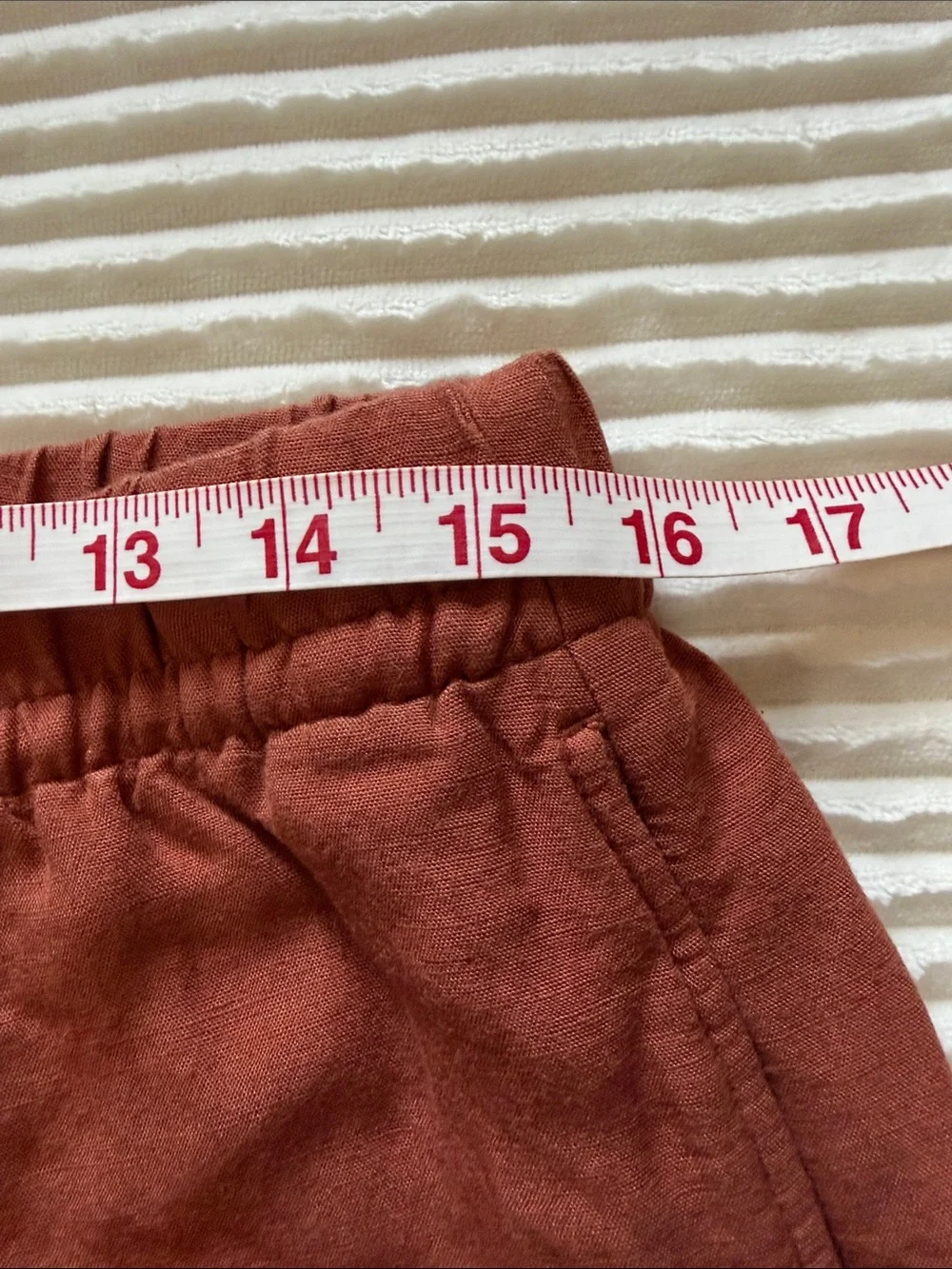 H&M Linen Blend Wide Leg Pants Pockets Drawstring Elastic Airy Flowy Rust M